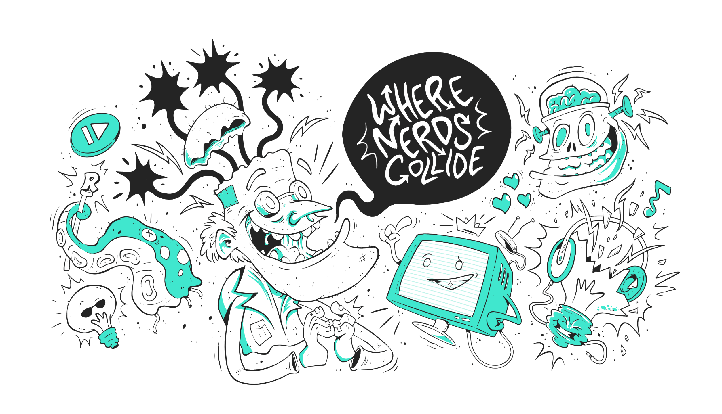 Where Nerds Collide - Grafik zeigt einen stylisierten Schriftzug